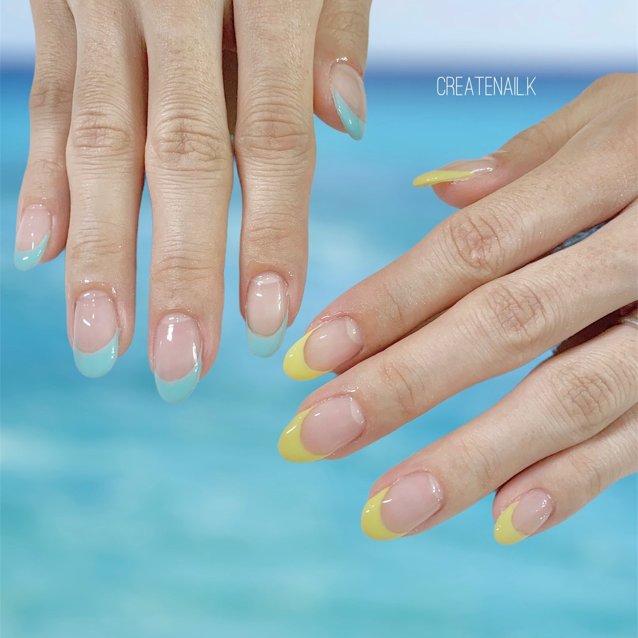 夏 ハンド フレンチ ミディアム オーバル Kana Createnail K のネイルデザイン No ネイルブック