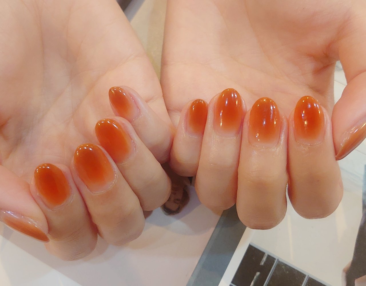 夏 ハンド グラデーション ワンカラー オレンジ Shokonishioのネイルデザイン No ネイルブック