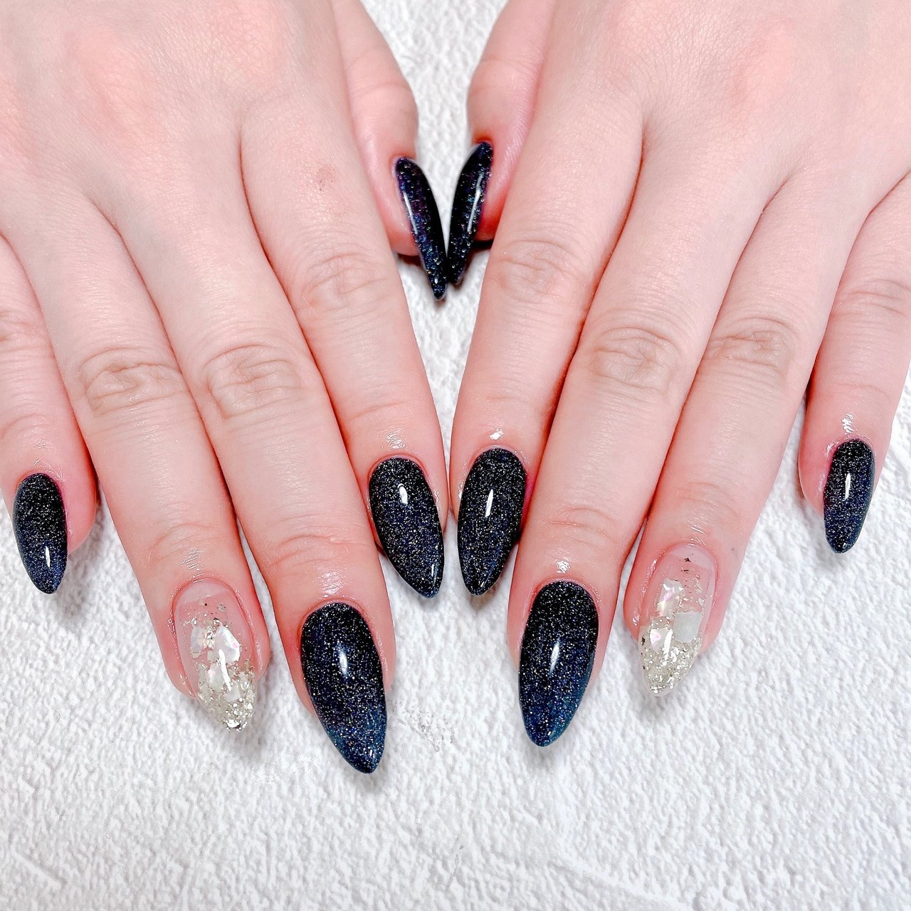 ハンド/シェル/ネイビー/シルバー - sakura.nailのネイルデザイン[No