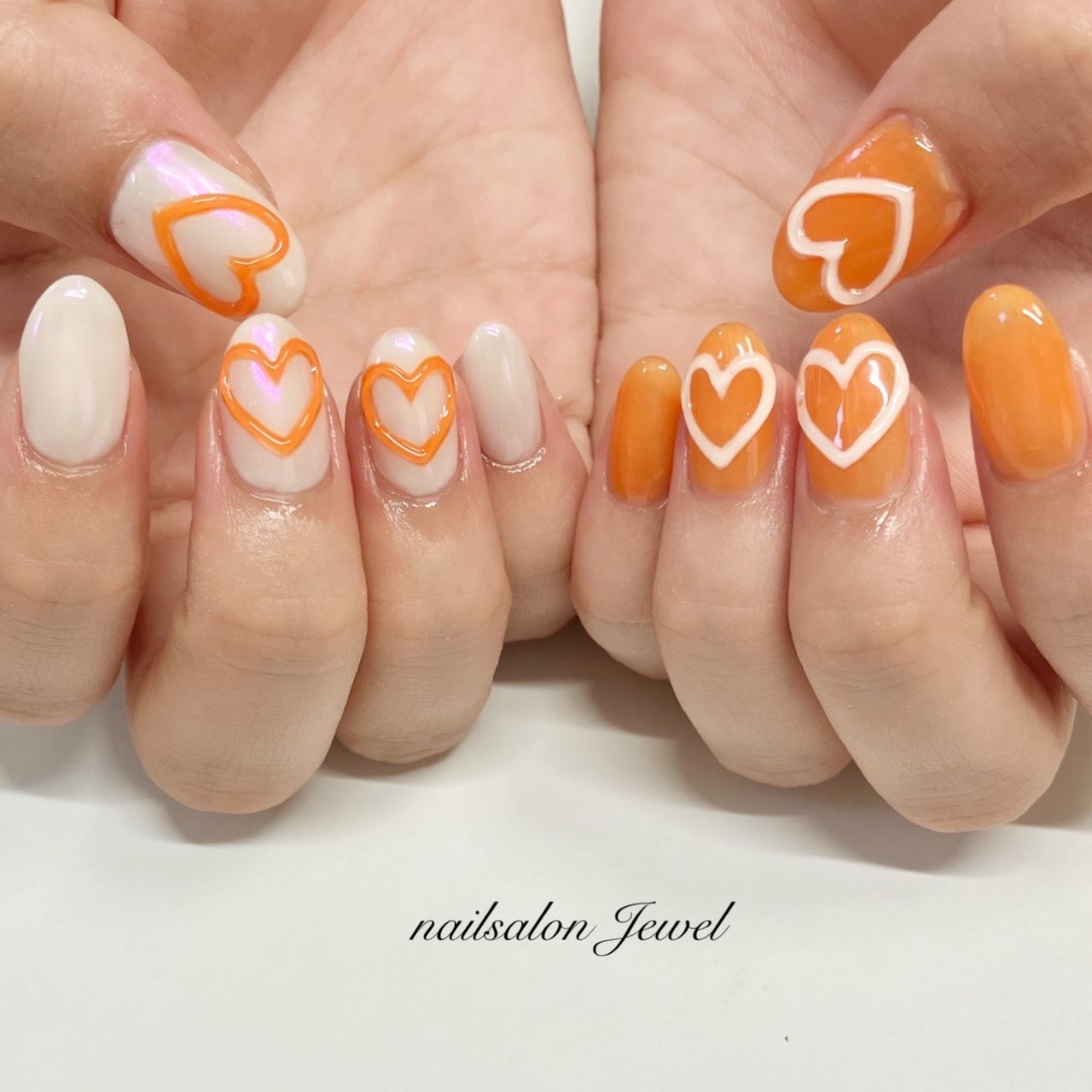 お急ぎ便A♡ ネイルチップ オレンジネイル チェック柄 シンプル 量産型 ハート お急ぎ便A♡ ネイルチップ オレンジネイル チェック柄 シンプル 量産型