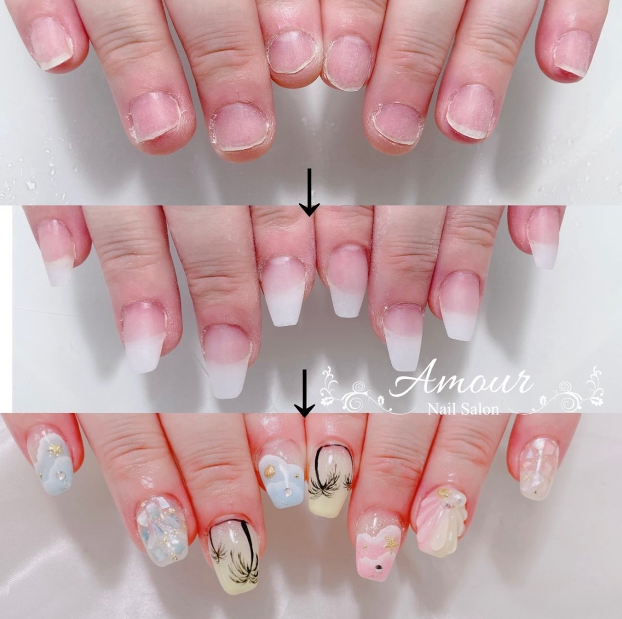 ハンド ロング バレリーナ カラフル スカルプチュア Nailsalon Amourのネイルデザイン No ネイルブック