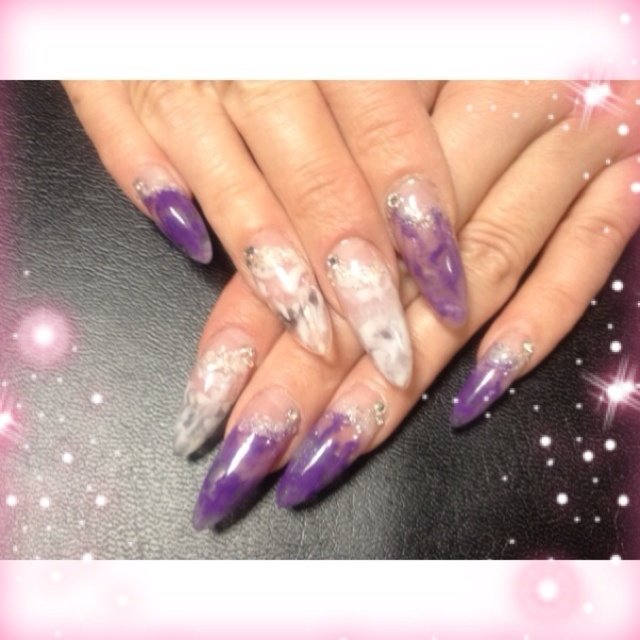 夏 ハンド マーブル パープル スカルプチュア Nailsalonstillのネイルデザイン No 242535 ネイルブック