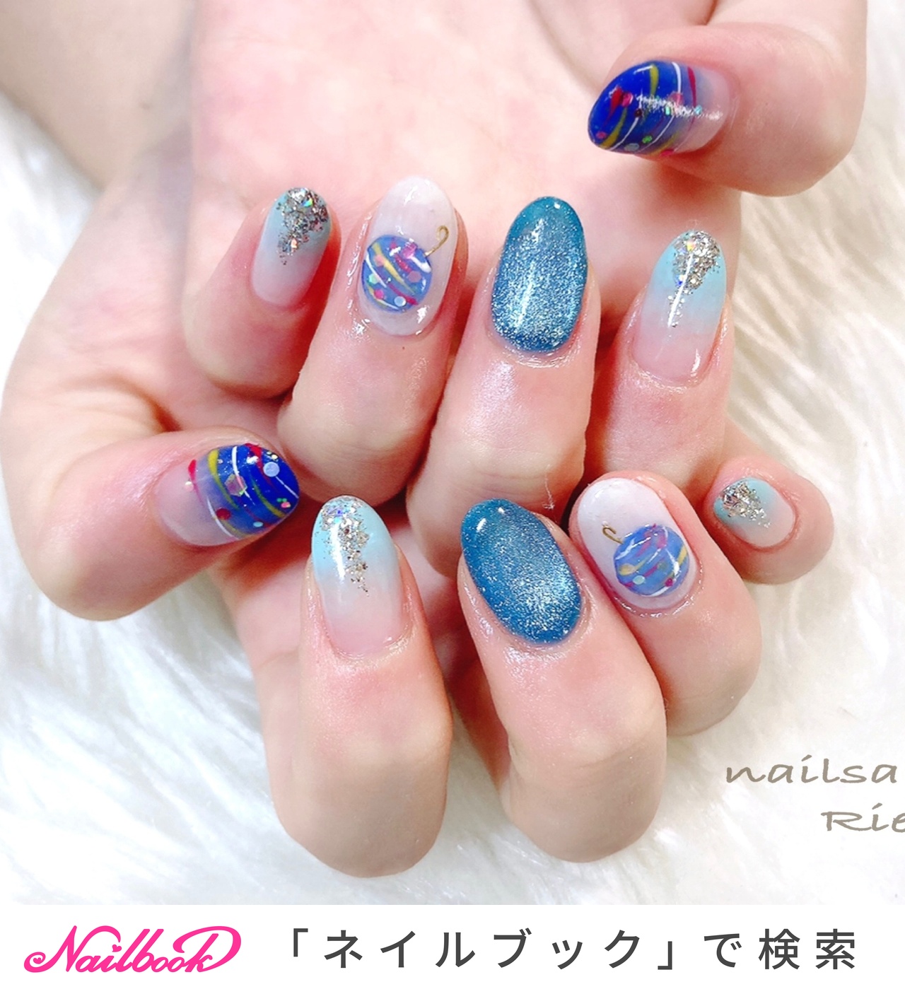 ヨーヨー/ネイビー/＃マグネットジェルのネイルデザイン｜ネイルブック 