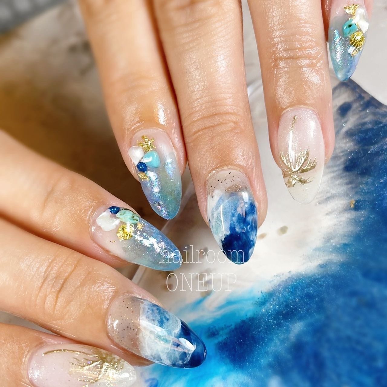 夏 海 リゾート 浴衣 ハンド Nail Room One Upのネイルデザイン No ネイルブック