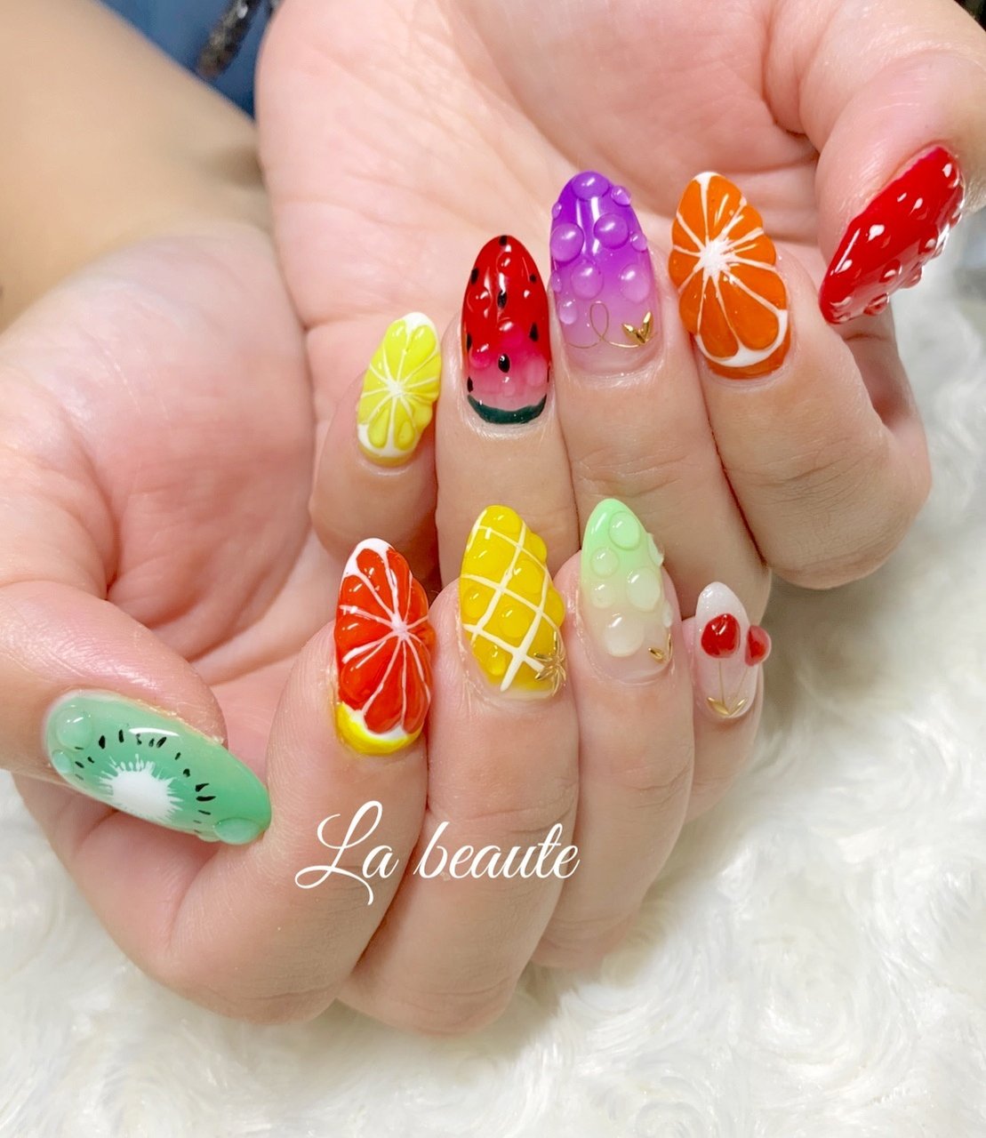 夏 リゾート フルーツ アイシング ぷっくり ｌa Beaute ラ ボーテ のネイルデザイン No ネイルブック