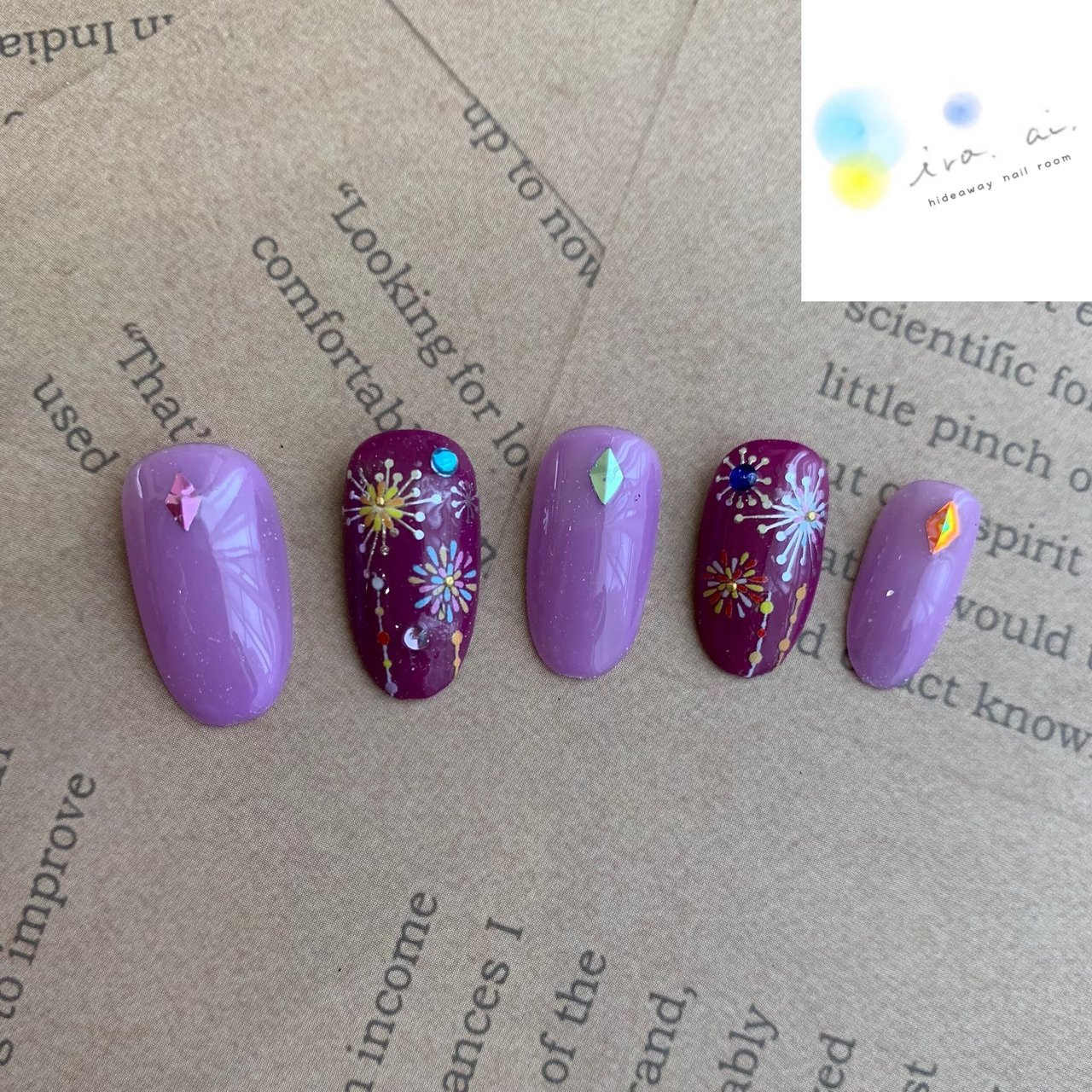 夏 浴衣 和柄 花火 パープル かおりのネイルデザイン No ネイルブック