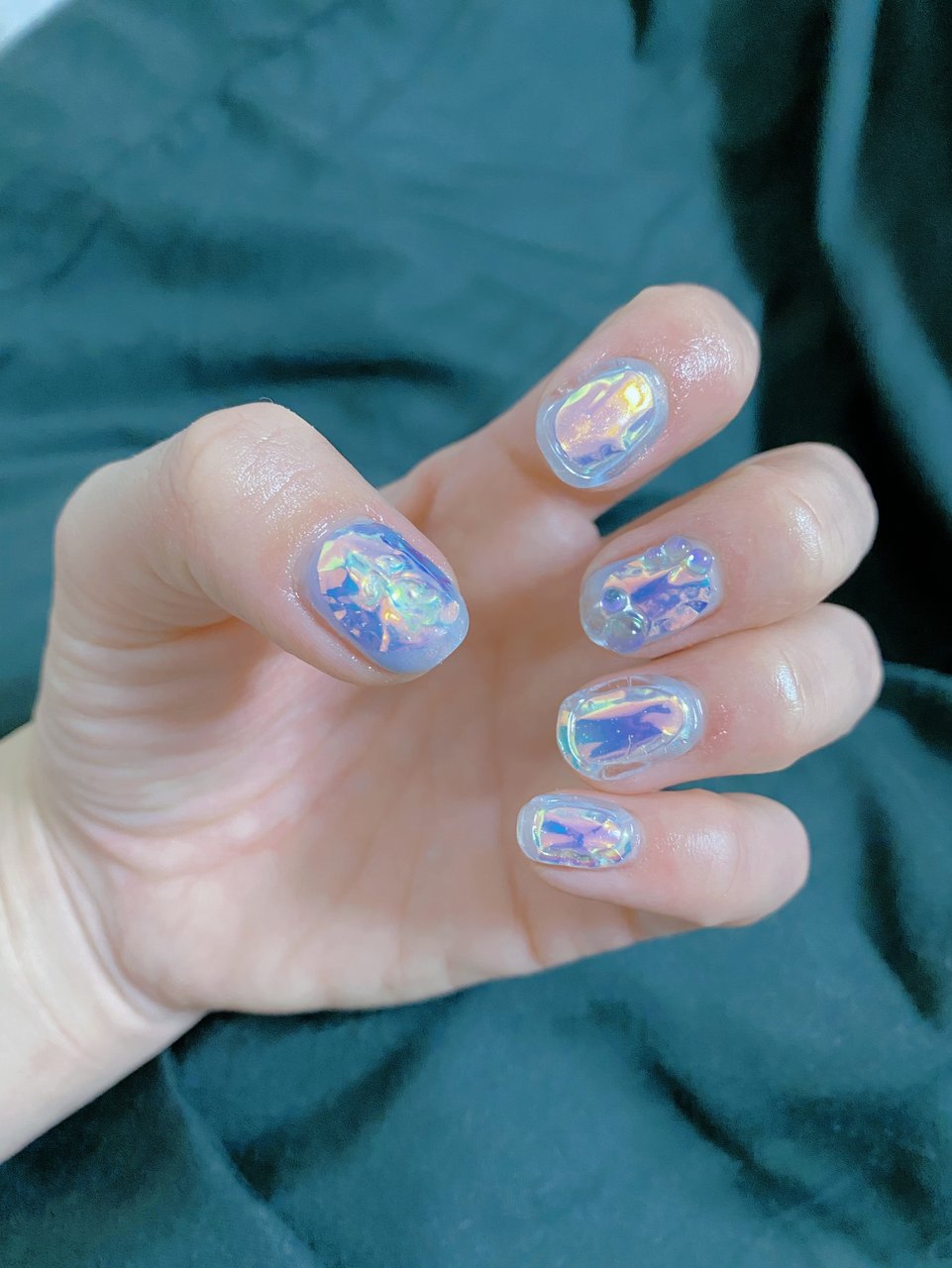 オーロラ ネイルチップ ニュアンスぷっくりちゅるん夏波模様フラッシュno.81 オーロラ ネイルチップ ニュアンスぷっくりちゅるん夏波模様フラッシュ