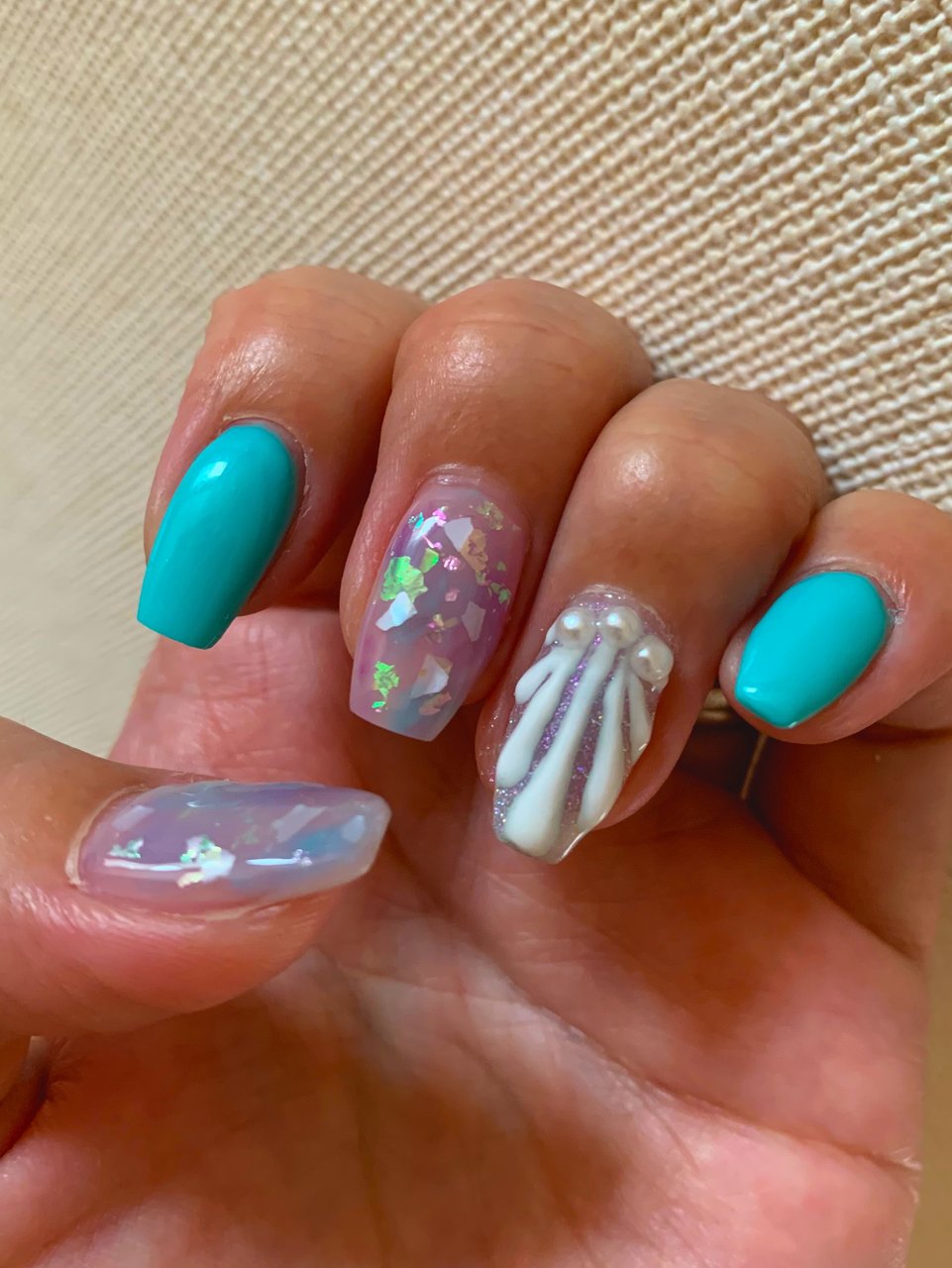 夏 ハンド 人魚の鱗 アイシング ミディアム よっぴーのネイルデザイン No ネイルブック