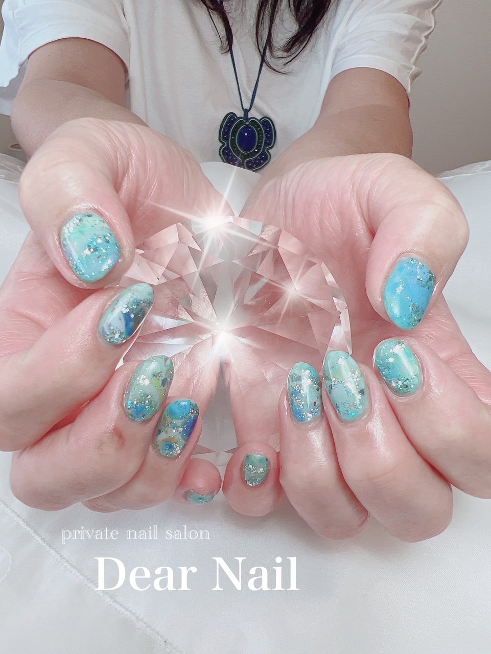 夏 ハンド ラメ ニュアンス ミディアム Dearnail39のネイルデザイン No ネイルブック