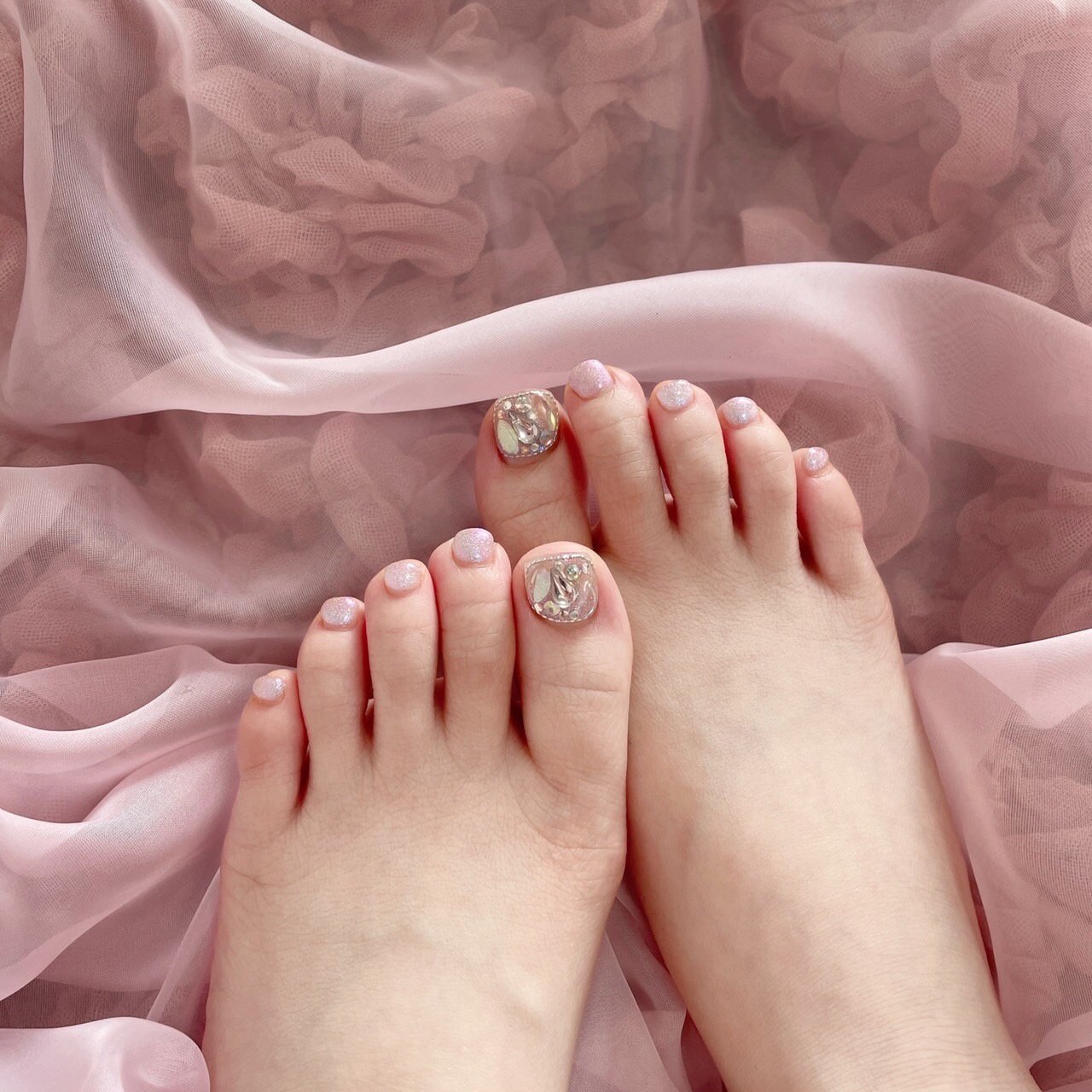 フット 韓国 キラキラ お客様 Lara Nailのネイルデザイン No ネイルブック