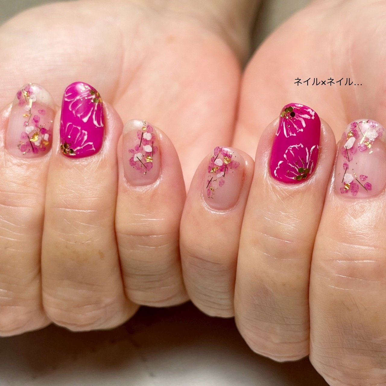 オールシーズン ホログラム フラワー クリア ピンク Yukinaのネイルデザイン No ネイルブック