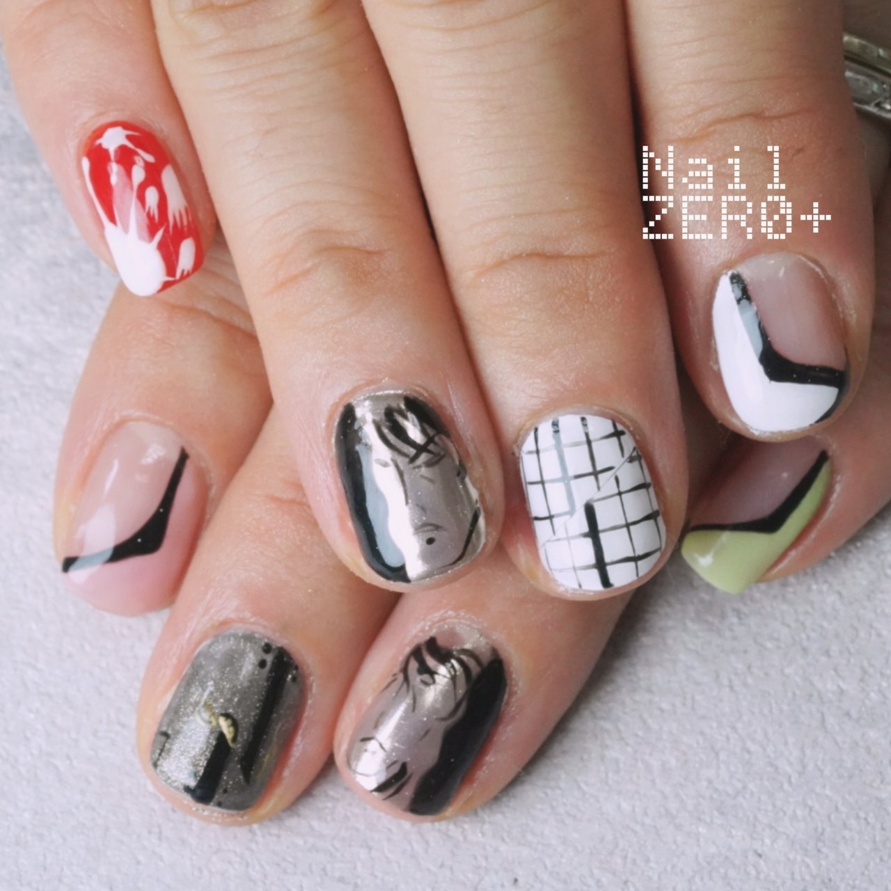 オールシーズン ハンド 変形フレンチ 痛ネイル ミディアム 塩見隼人 池袋 ネイルゼロプラスのネイルデザイン No ネイルブック