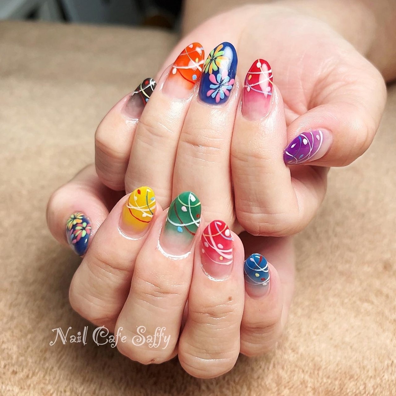 夏 浴衣 ハンド 花火 ヨーヨー Satorinのネイルデザイン No ネイルブック