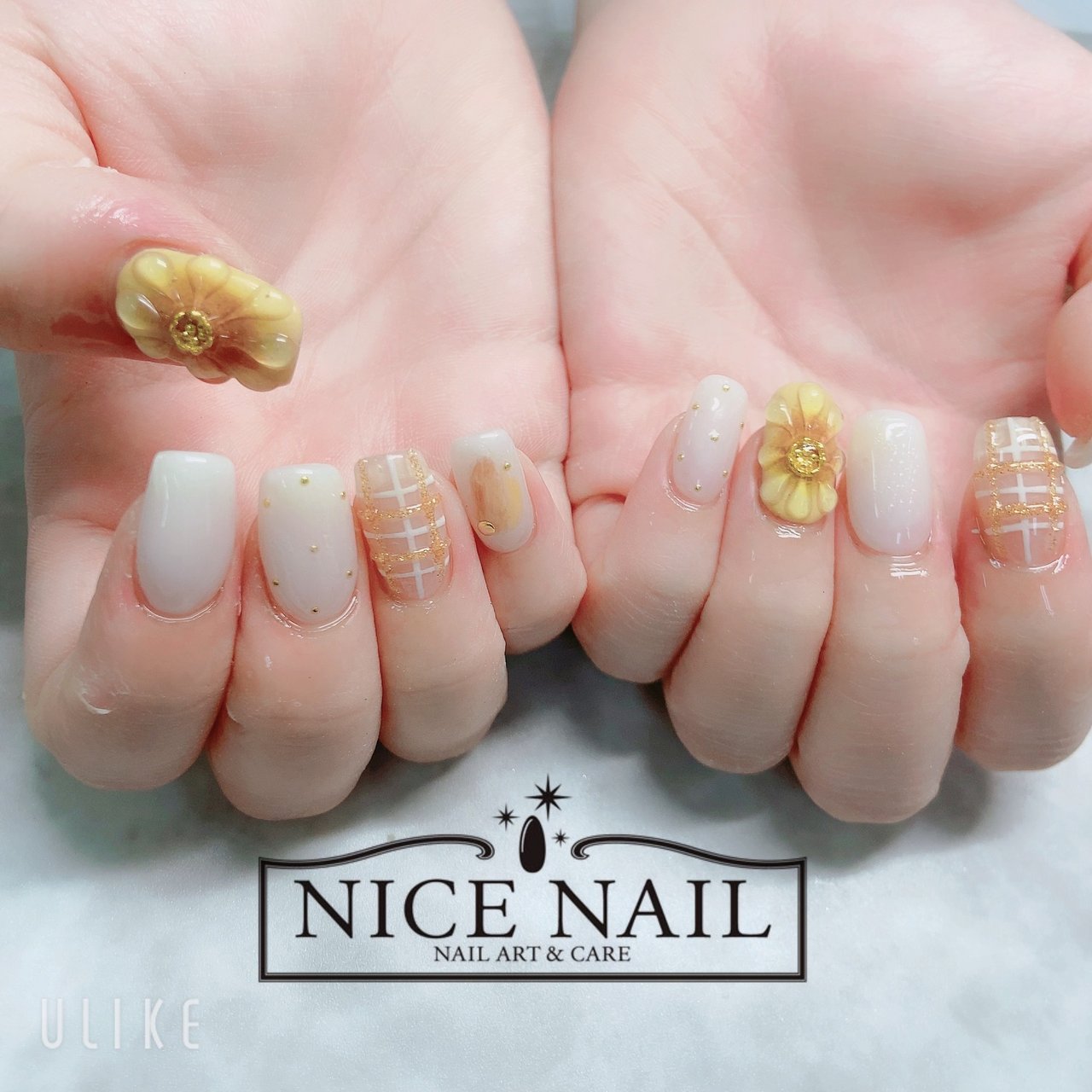 夏 ハンド ワンカラー チェック 3d Nicenail Funabashiのネイルデザイン No ネイルブック