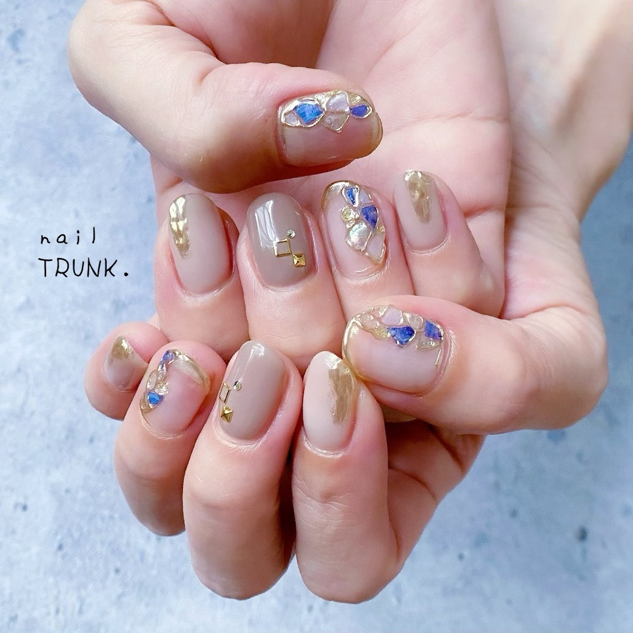 夏 ハンド ステンドグラス ミラー ラウンド Nail Trunkのネイルデザイン No ネイルブック