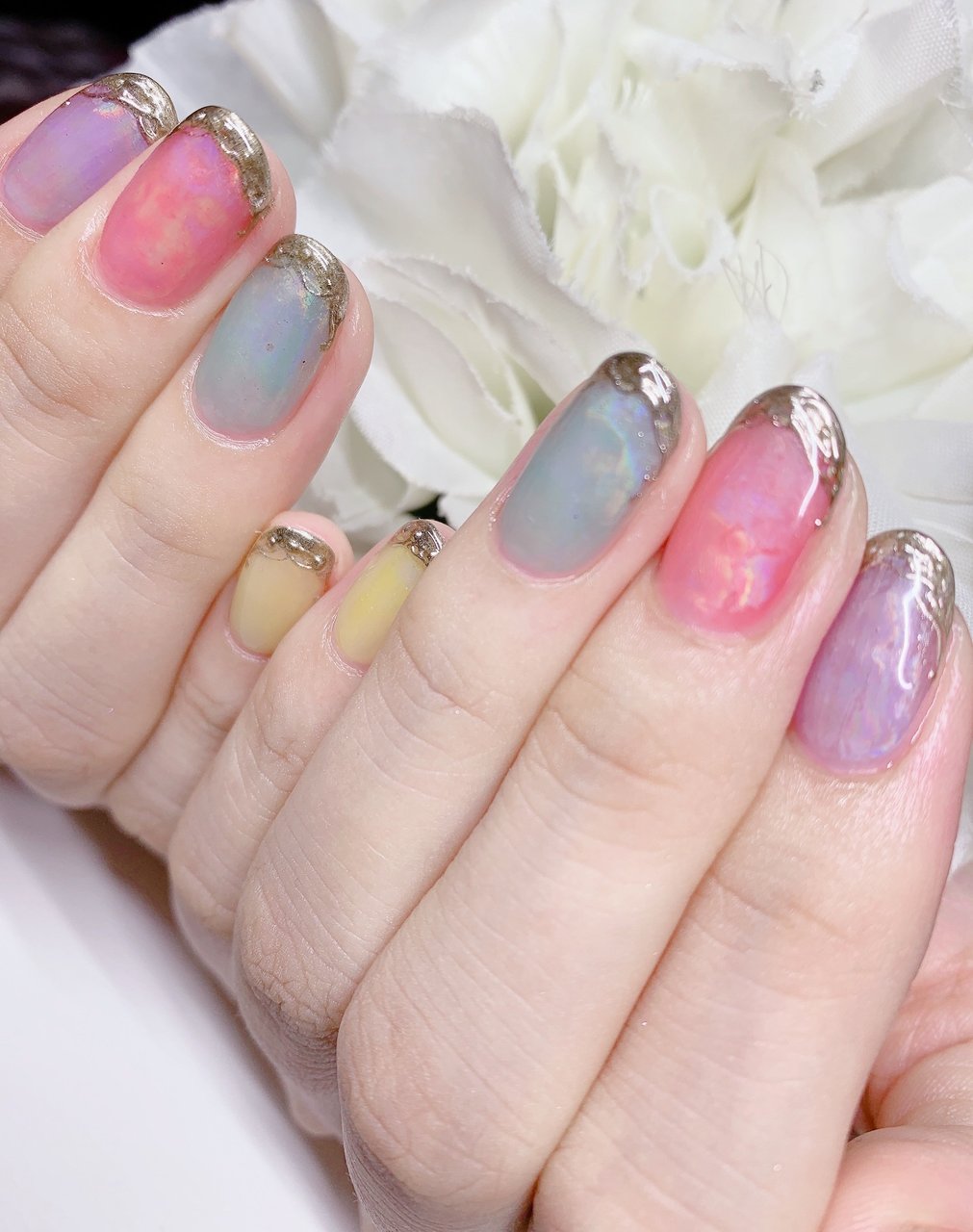 ハンド アンティーク オーロラ ミラー 氷宝石 あめちゃんのネイルデザイン No ネイルブック
