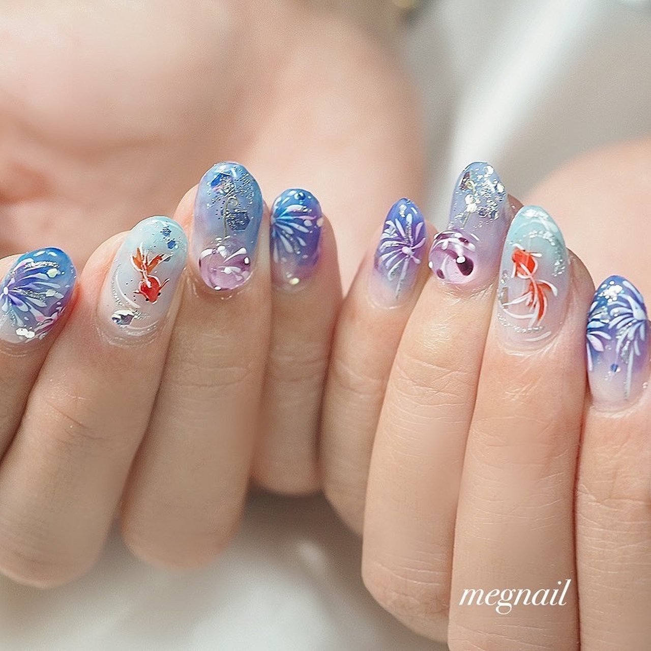 夏/浴衣/ハンド/ヨーヨー/花火 - megnailのネイルデザイン[No