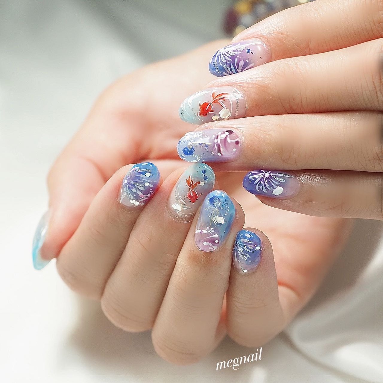 夏/浴衣/ハンド/ヨーヨー/花火 - megnailのネイルデザイン[No.7488945