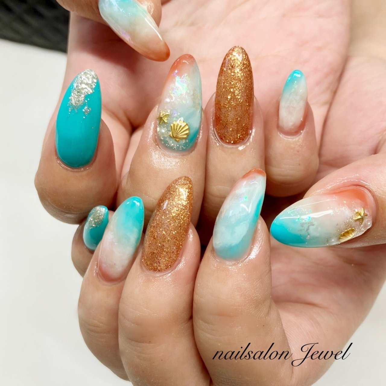 夏 リゾート ハンド グラデーション ロング Nailsalon Jewelのネイルデザイン No ネイルブック