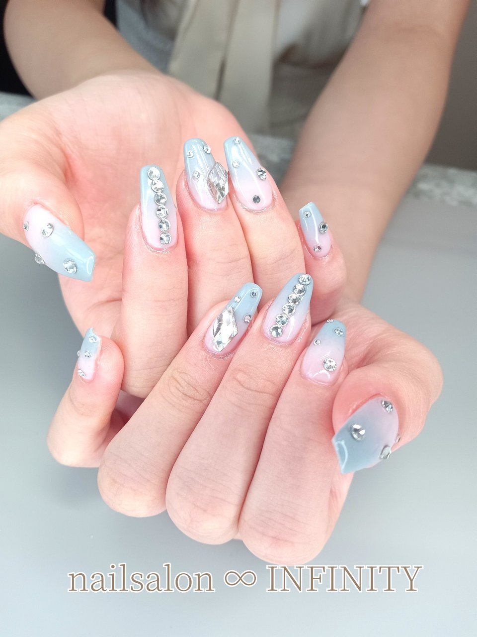 ワンホン ロング バレリーナ ピンク グレー ℳ のネイルデザイン No ネイルブック