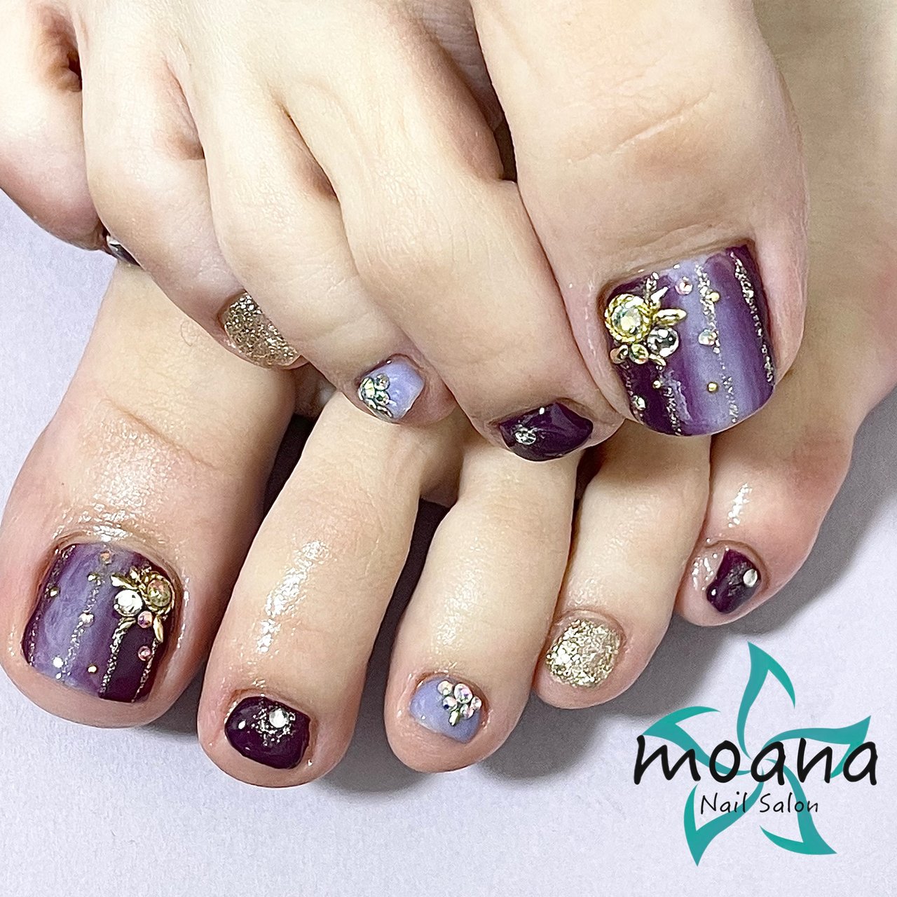 夏 フット グラデーション キラキラ パープル Moanaのネイルデザイン No ネイルブック