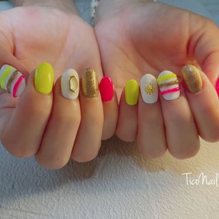 浴衣 ボーダーのネイルデザイン ネイルブック