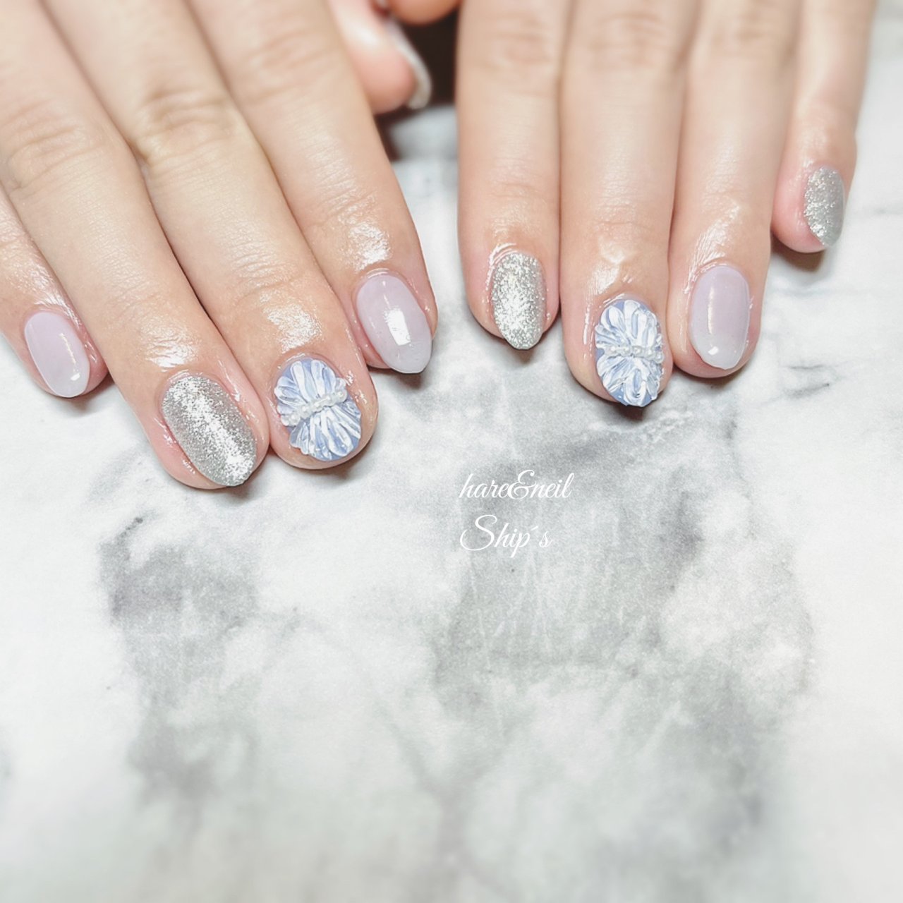 夏 ハンド シンプル ニュアンス 人魚の鱗 Ship S のネイルデザイン No ネイルブック