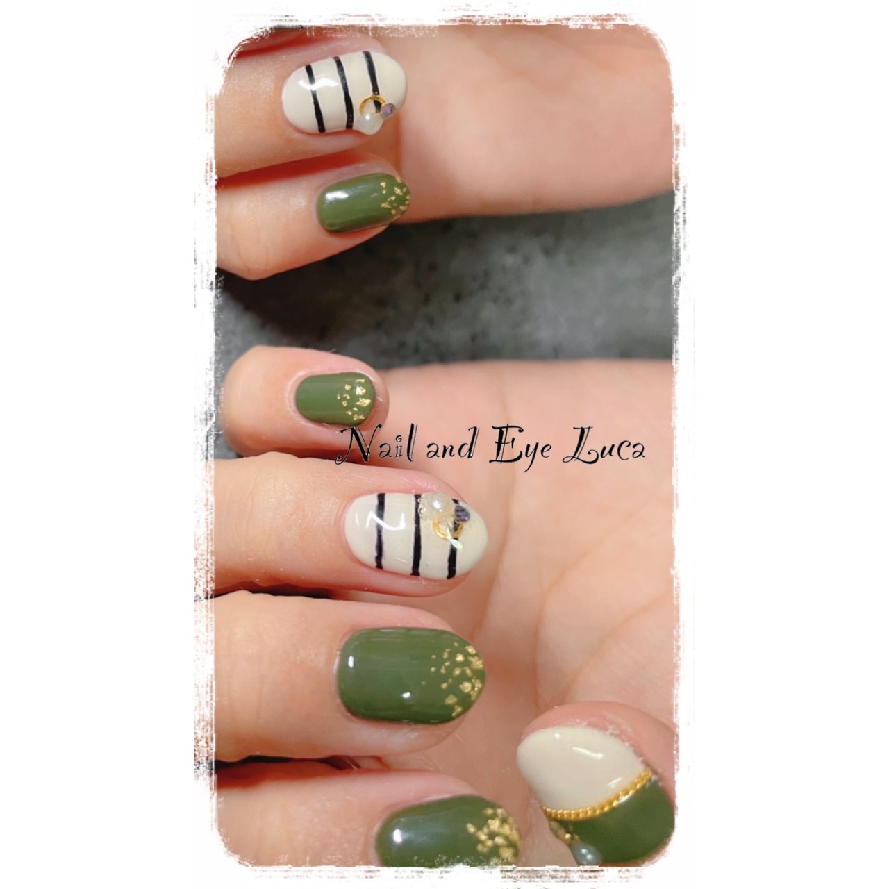 オールシーズン 旅行 ハンド ボーダー グリーン Nail And Eye Lucaのネイルデザイン No ネイルブック