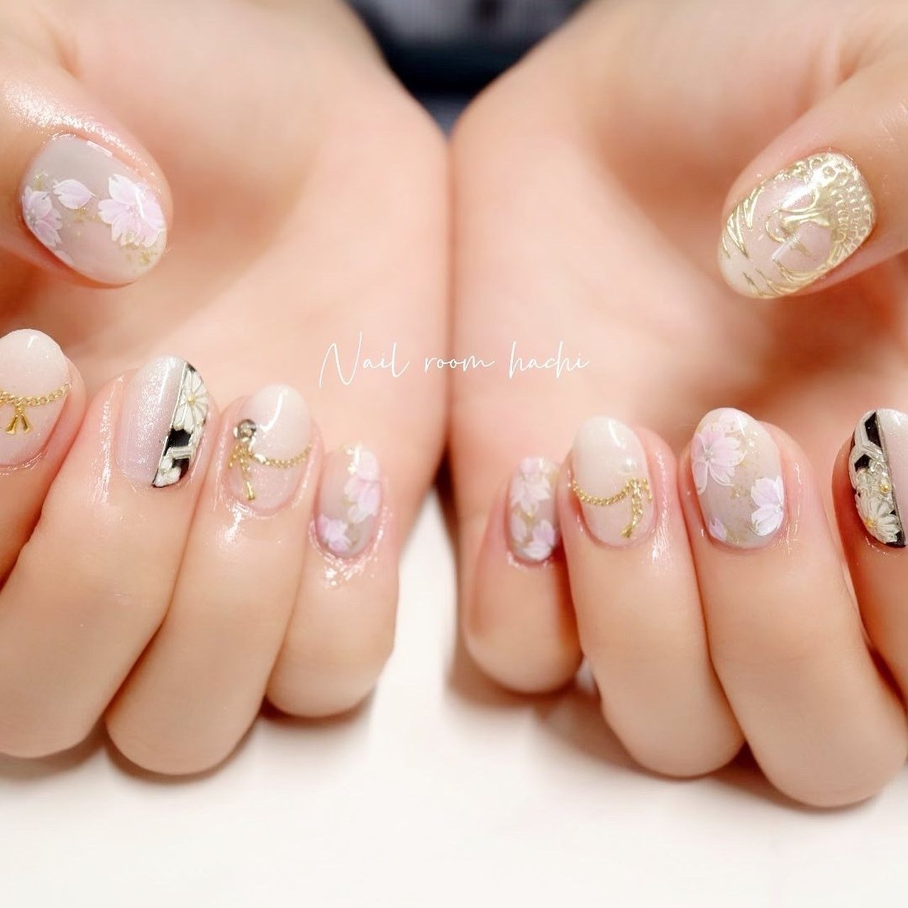 春/オールシーズン/ハンド/フラワー/チェーン - Nail room hachi