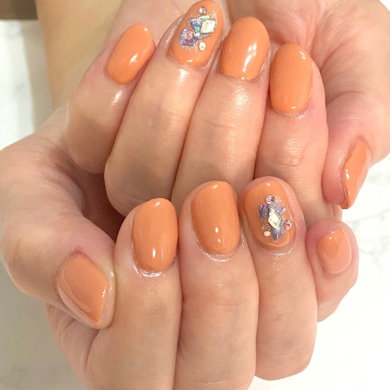 夏 秋 ハンド ショート ラウンド Nailsalon Neiviのネイルデザイン No ネイルブック