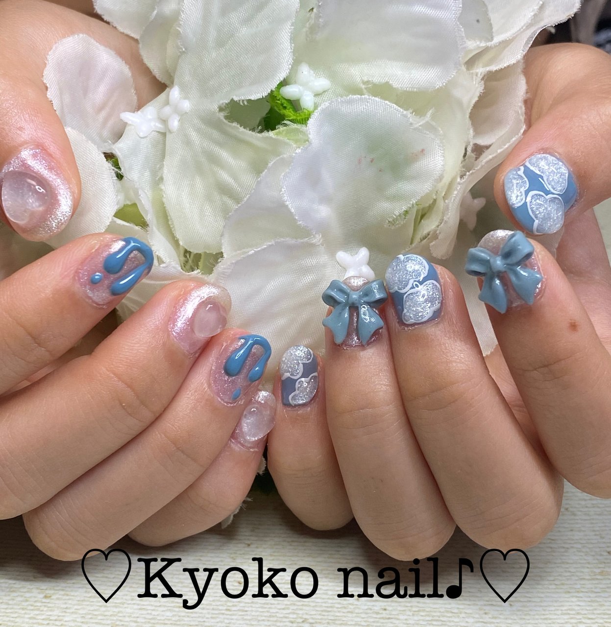 オールシーズン/ハンド/ラメ/ハート/リボン - Kyoko nailのネイル 