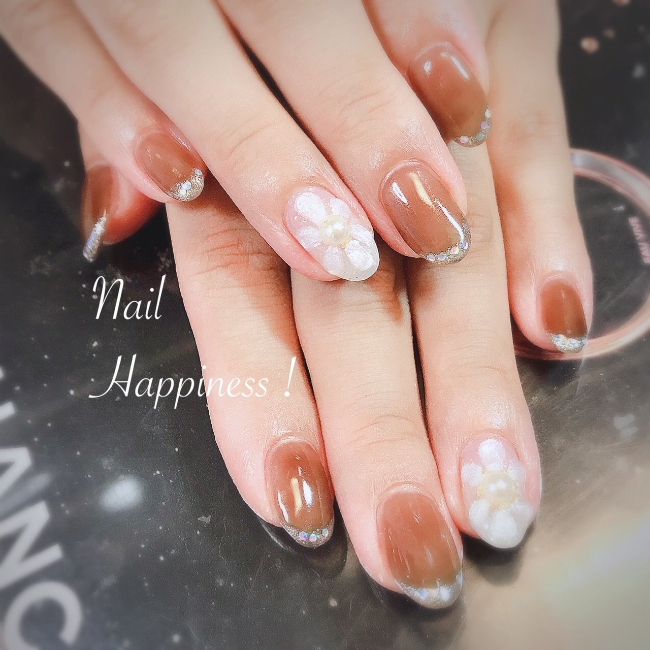 秋 ハンド フレンチ フラワー ぷっくり Nail Happiness ネイルハピネス ささきまきのネイルデザイン No ネイルブック