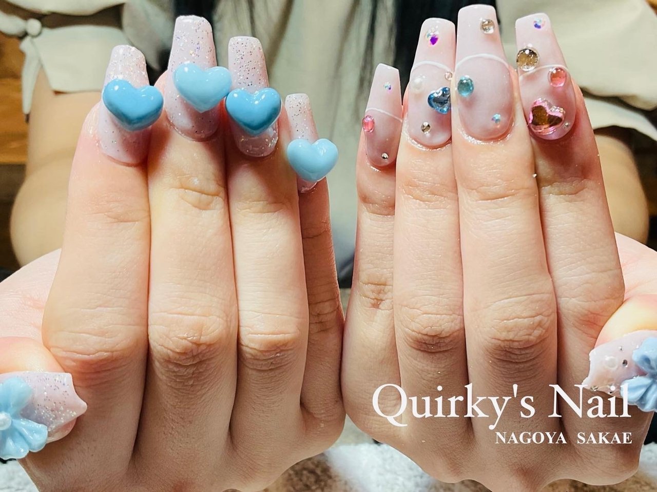 オールシーズン ハンド ハート リボン ロング Quirky S Nailｰクワーキーズネイルｰのネイルデザイン No ネイル ブック