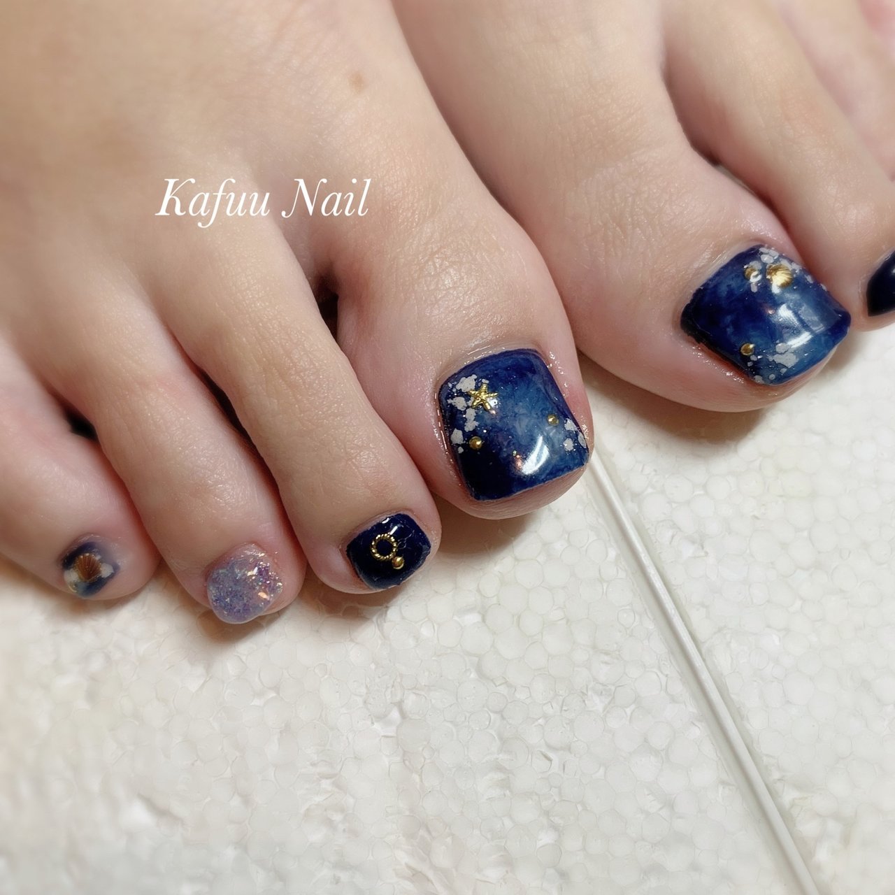 夏 秋 フット ギャラクシー キラキラ Kafuu Nail カフーネイル のネイルデザイン No ネイルブック