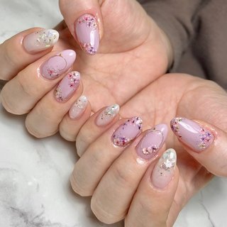 薄ピンクのネイルデザイン ネイルブック