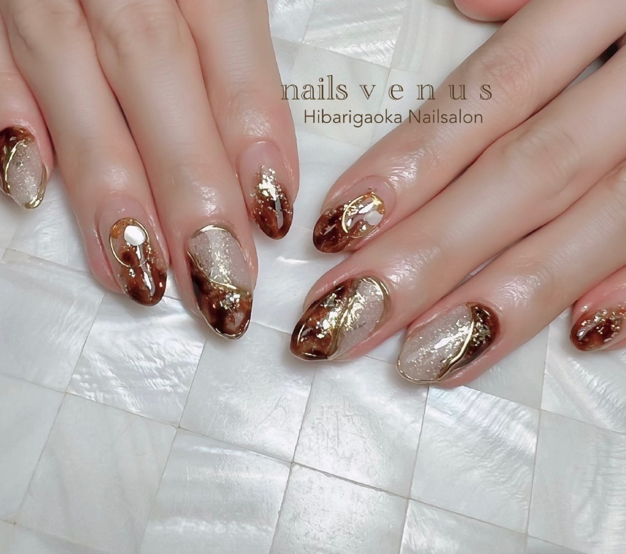 秋/ハンド/ラメ/シェル/べっ甲 - ひばりヶ丘ネイルサロンNAILS VENUS 