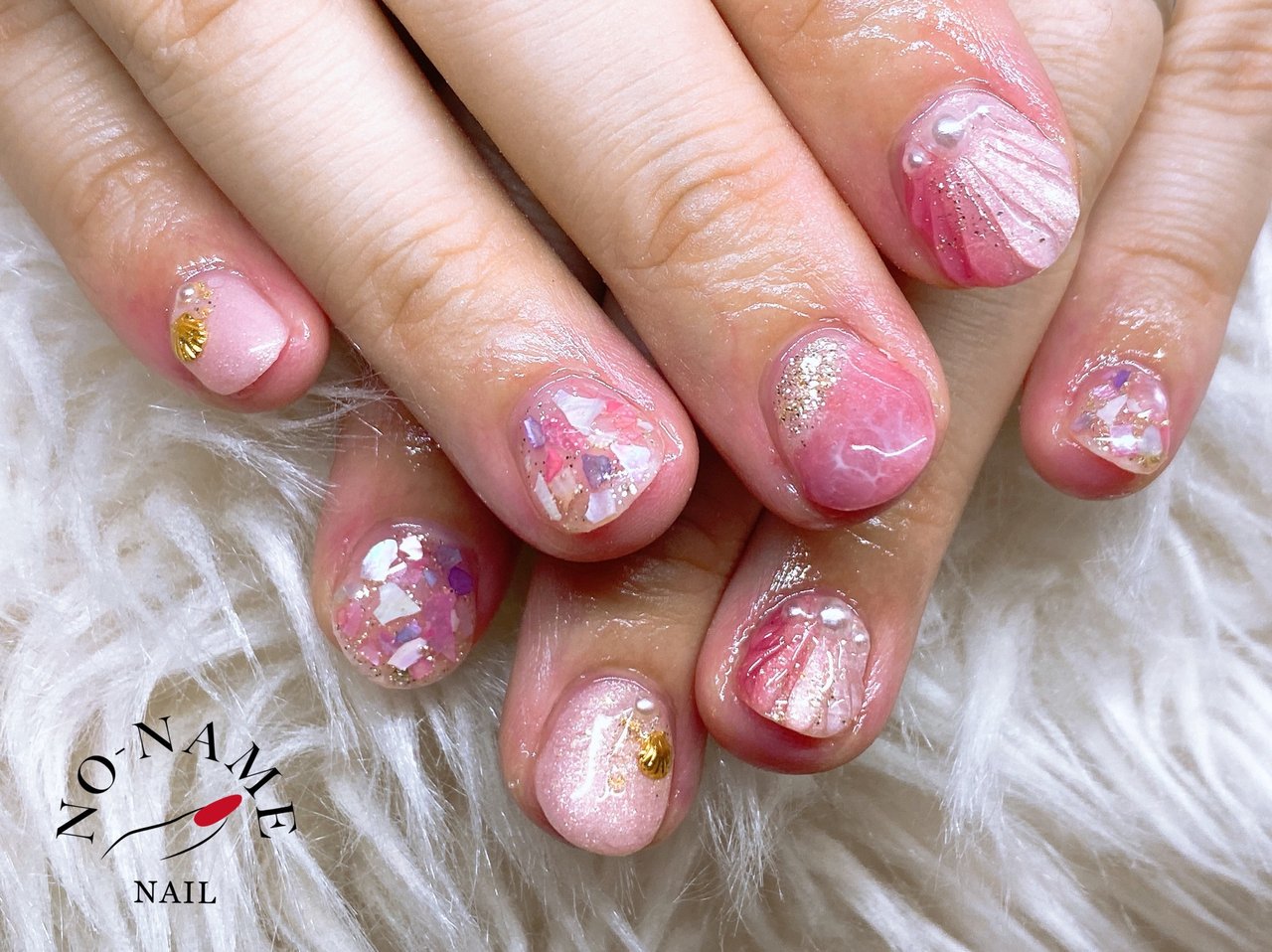 夏 ハンド シェル 人魚の鱗 ピンク Sonomiのネイルデザイン No ネイルブック