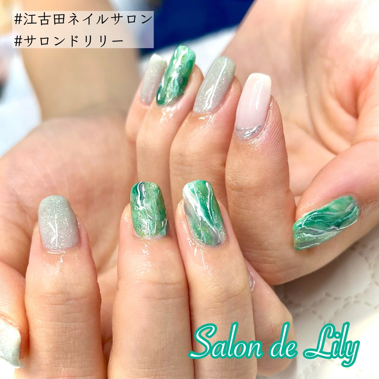 秋 オールシーズン ハンド ニュアンス 天然石 Salondelilyのネイルデザイン No ネイルブック