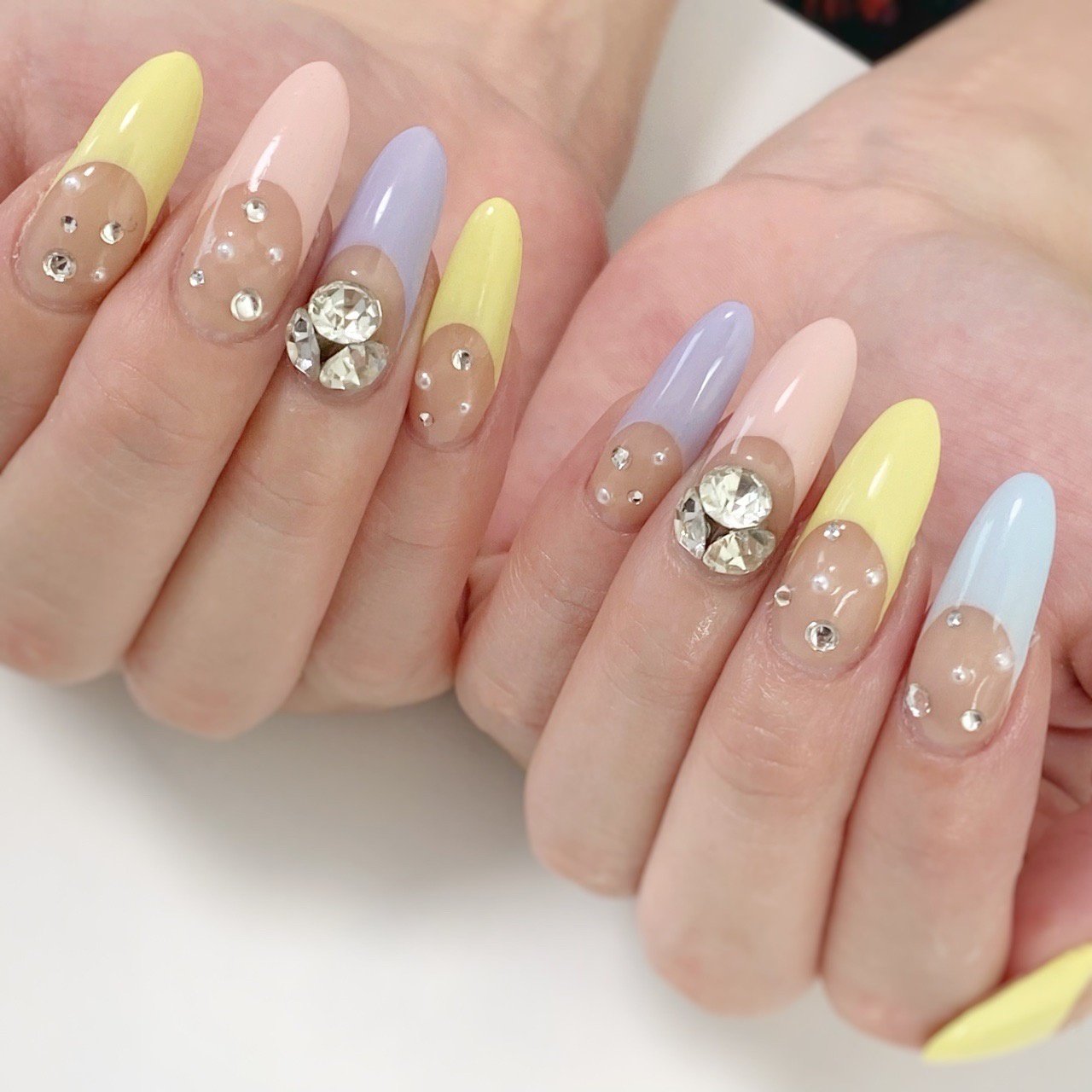 【No.2】オーダーチップ うるうる リボン ハート フレンチ ワンホン No.2】オーダーチップ うるうる リボン ハート フレンチ ワンホン No.2