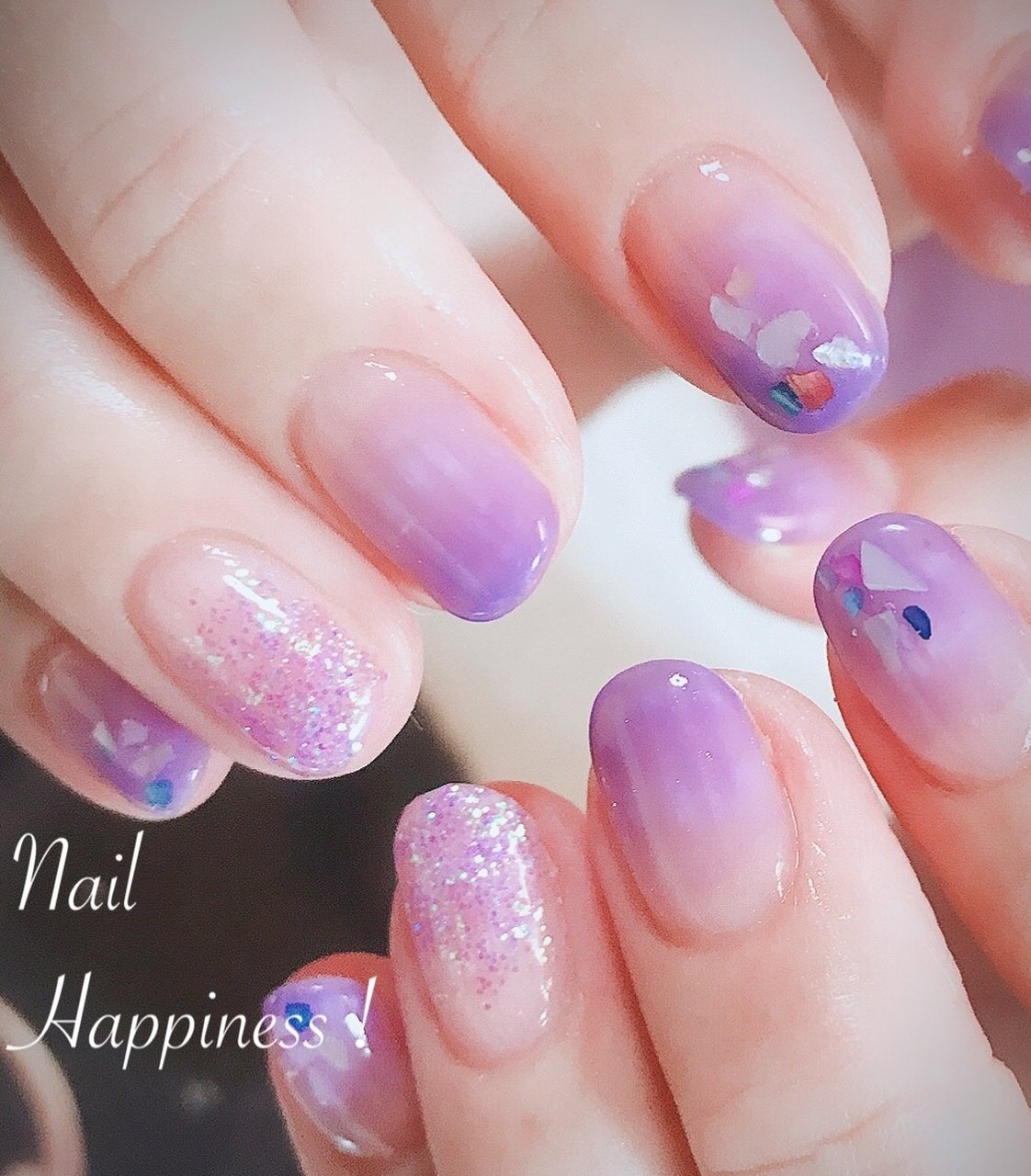 夏 ハンド グラデーション シェル パープル Nail Happiness ネイルハピネス ささきまきのネイルデザイン No ネイルブック