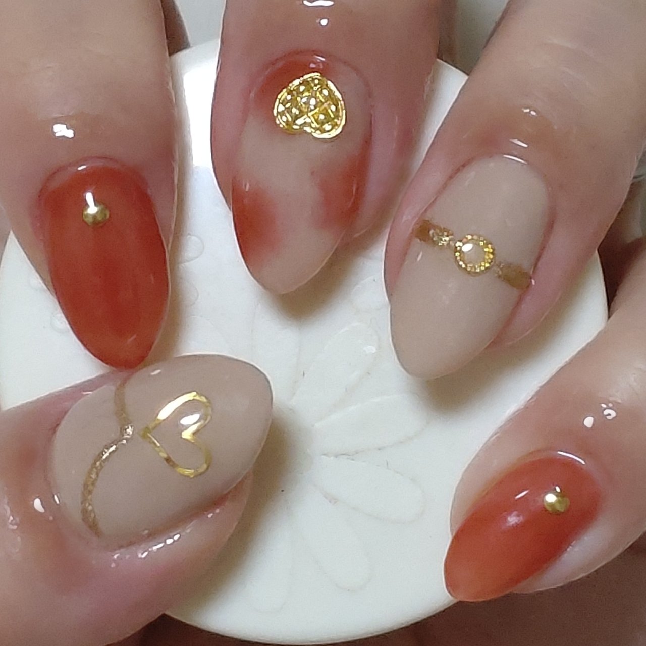 秋 ハンド タイダイ ミラー ミディアム Miel707のネイルデザイン No ネイルブック