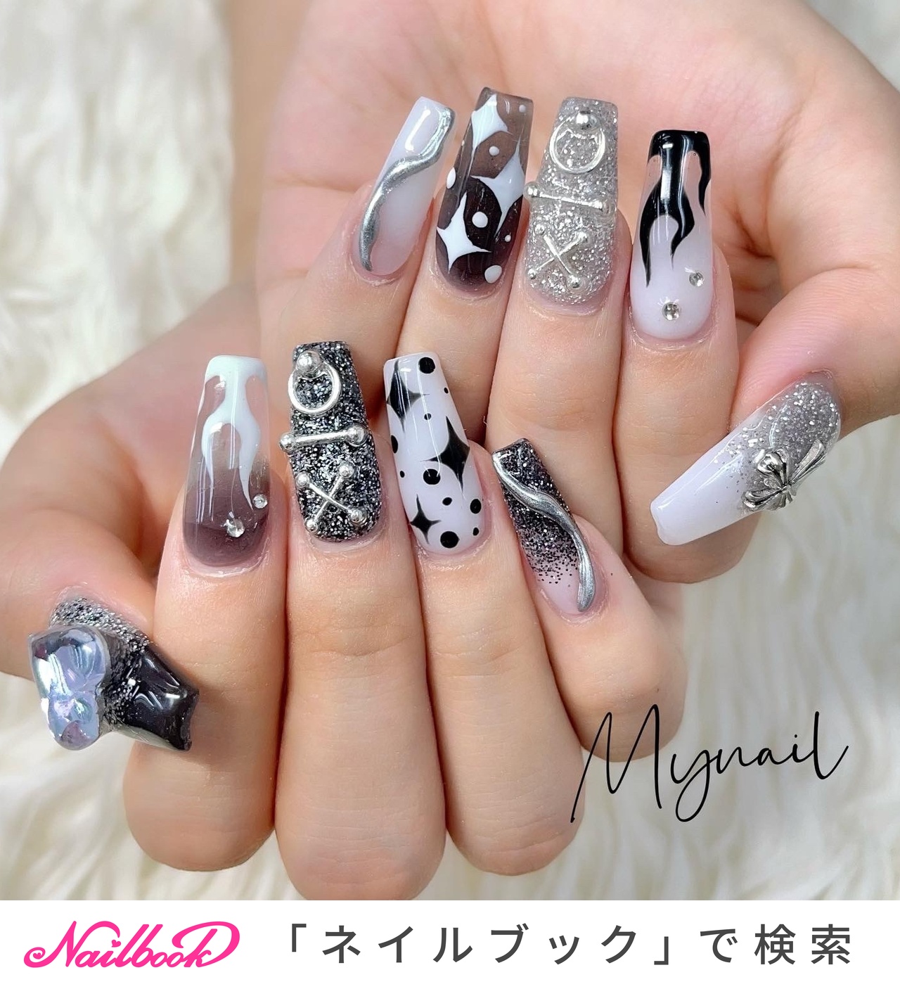 ネイルチップオーダー☆量産型地雷韓国清楚系ラメグラデーション  