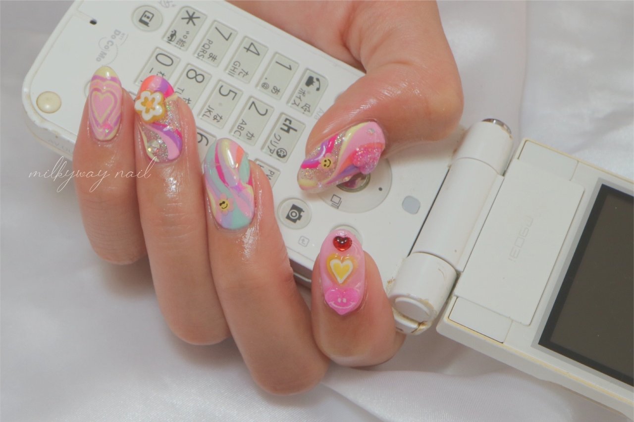 秋/ハンド/ロング/オーバル/パステル - 遠藤のネイルデザイン[No