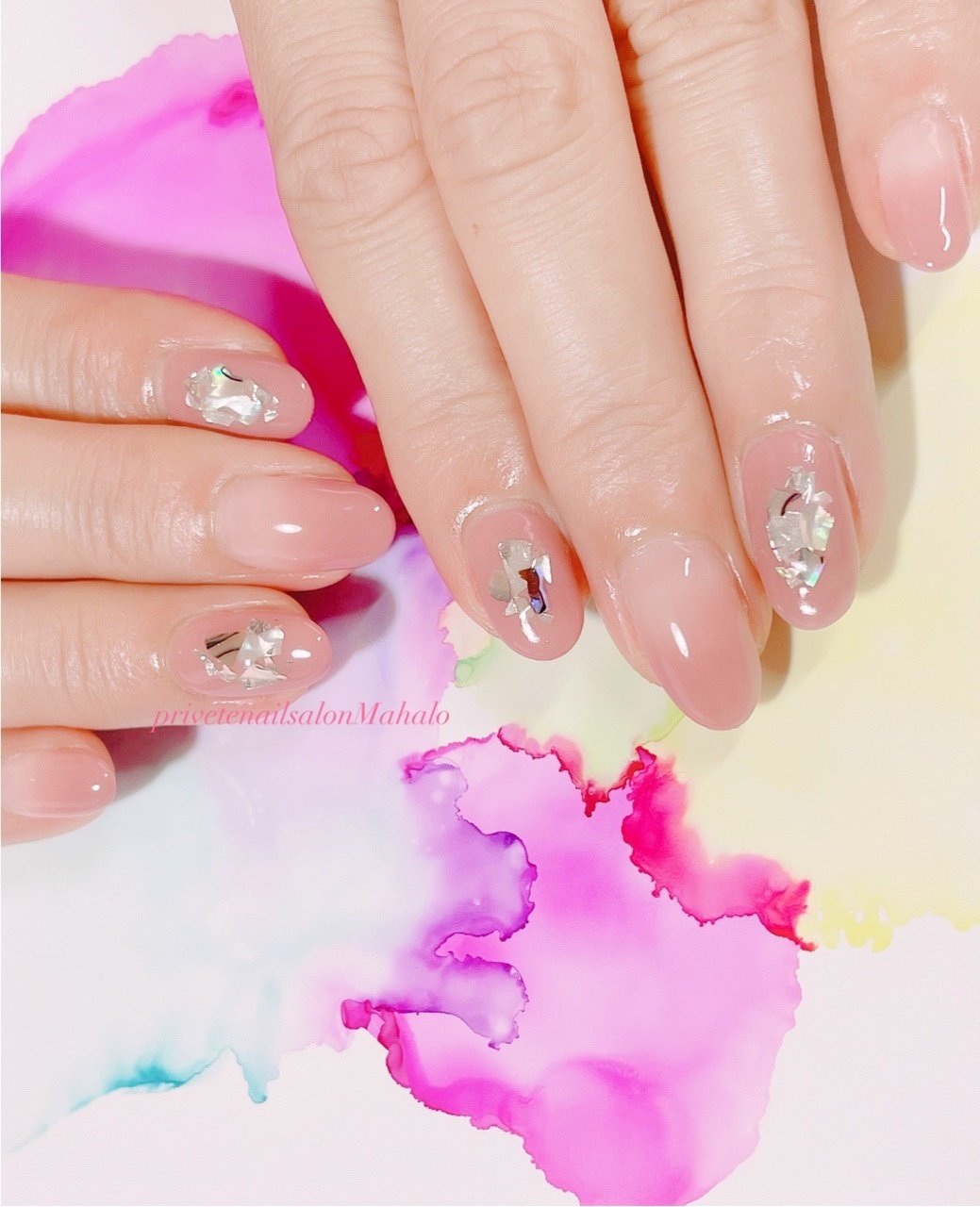 オールシーズン オフィス 女子会 ハンド シンプル Mahalo Privatenailsalonのネイルデザイン No ネイルブック