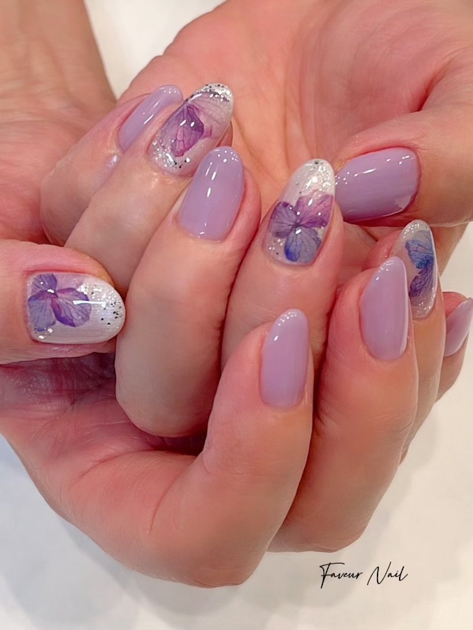 夏 梅雨 ハンド 押し花 写ネイル Faveur Nailのネイルデザイン No ネイルブック