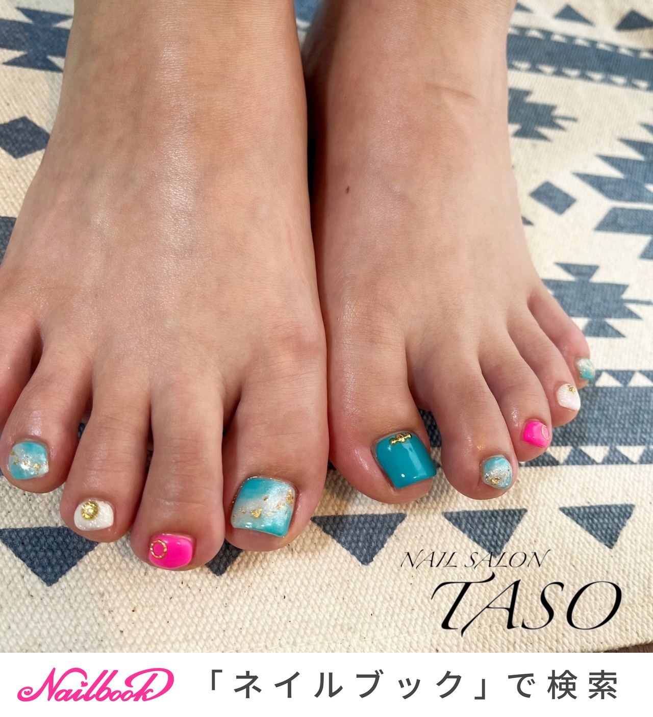 フット ピンク 派手のネイルデザイン ネイルブック