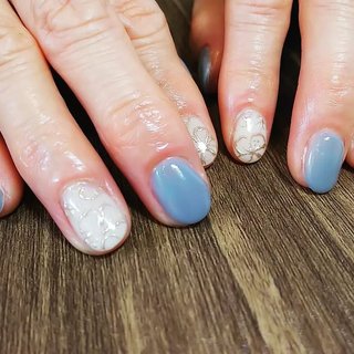 ブルー 青 ハイビスカスネイルのネイルデザイン ネイルブック