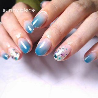 お客様完成品 ブルーネイル 青グラデーション グラデーションネイル 量産型 Www Complejodehesa Com