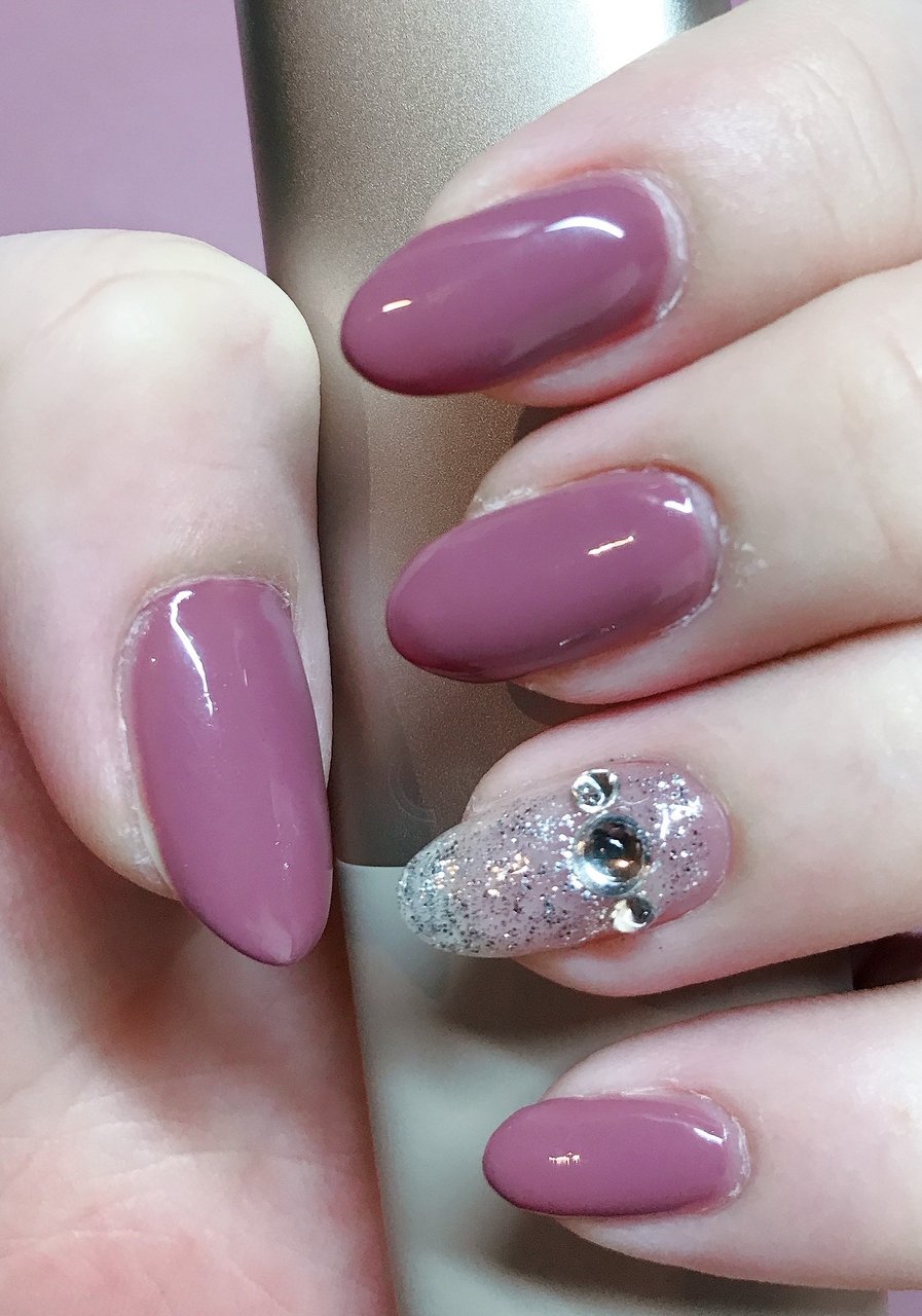 ハンド ラメ ワンカラー ピンク パープル つくのネイルデザイン No ネイルブック