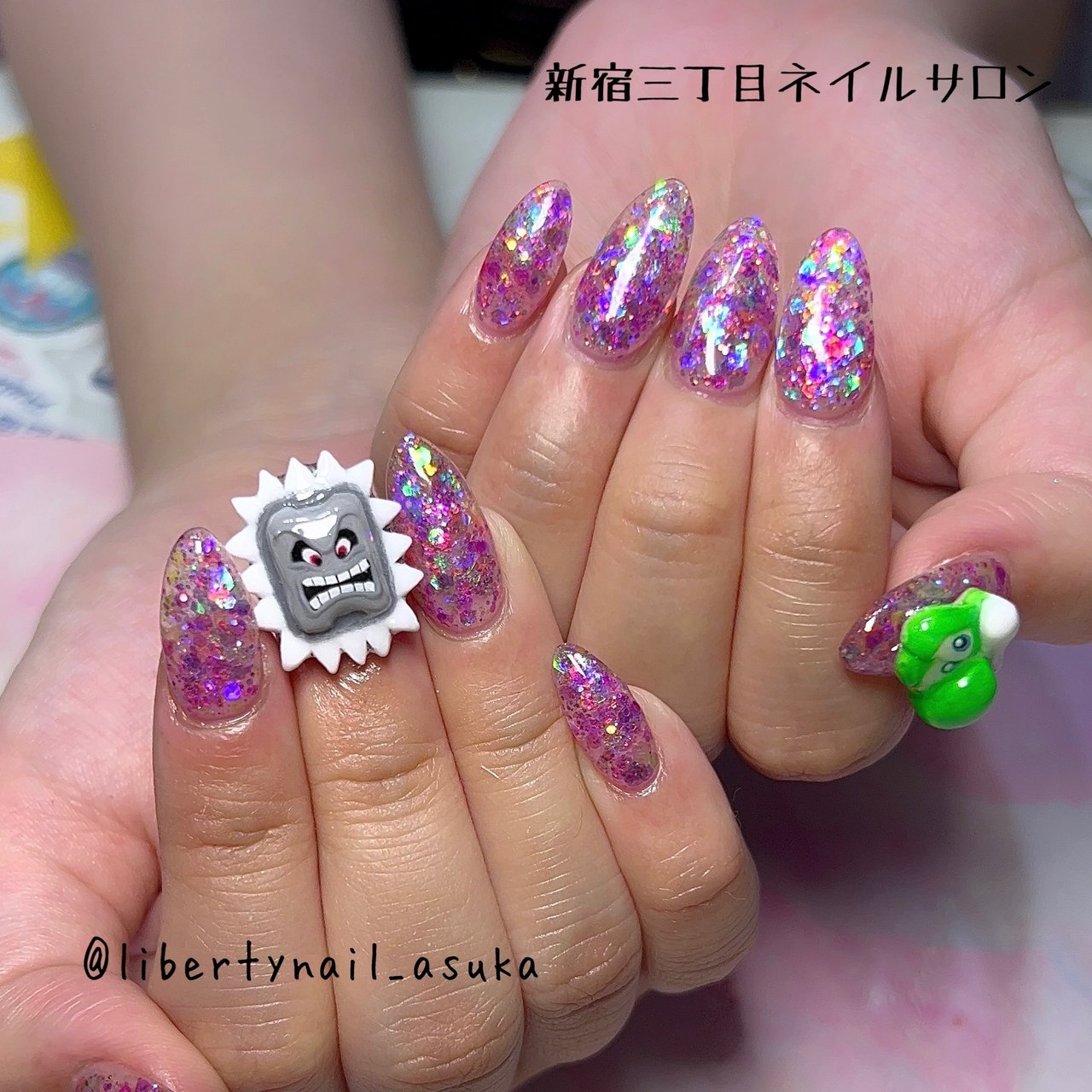 オールシーズン/ハンド/ラメ/3D/ミディアム - ASUKAnailのネイル